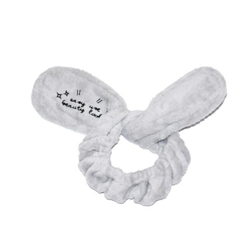 Dr. Mola Elegant Plush Cosmetic Headband With Adorable Bunny Ears - Grey