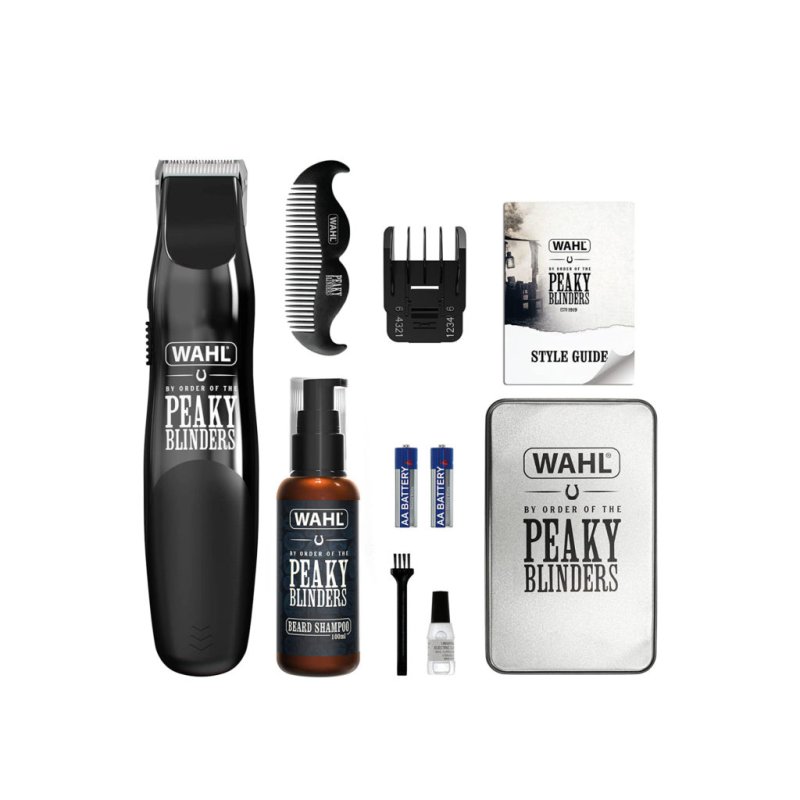 Wahl and Peaky Blinders Beard Trimmer Gift Set Men's Stubble Trimmers Facial Hair Trimming Beard Shampoo Beard Care