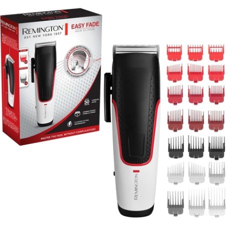 Remington HC500 Hair Clipper with Self-Sharpening Stainless Steel Blades 10 Angled Fade Combs 9 Attachment Combs 2