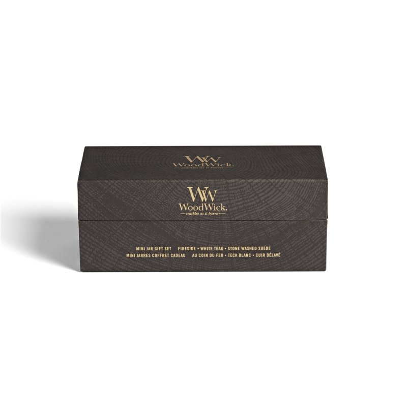 WoodWick Giftset 3 Mini Jar Woody bougie en cire Rond Multicolore 3 pièce(s)