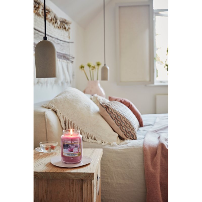 Yankee Candle Sweet Plum Sake bougie en cire Rond Saké Rose