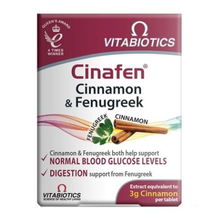 Vitabiotics Cinafen Cinnamon & Fenugreek Dietary Supplement 60 Tablets