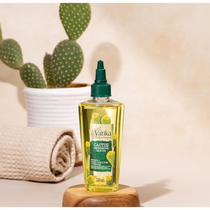 Vatika Afro Naturals Cactus Hair Oil 100ml Hair Care Essential Oil for Healthy Scalp Maintenance and Deep Conditioning