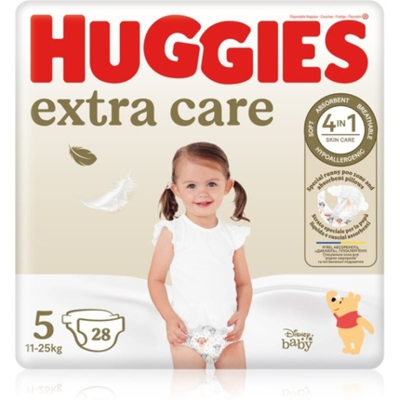 Huggies Extra Care Size 5 Disposable Diapers - 11-25 kg, 28 pcs
