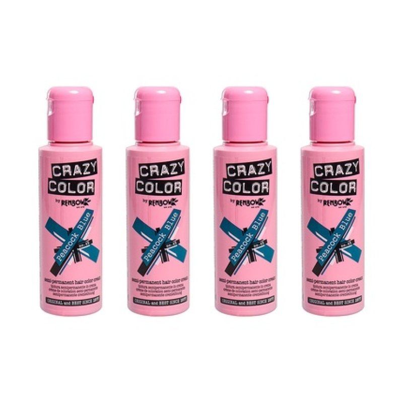 Crazy Color Semi Permanent Hair Dye By Renbow 100ml Bottles With Tint Brush - Pack of 4