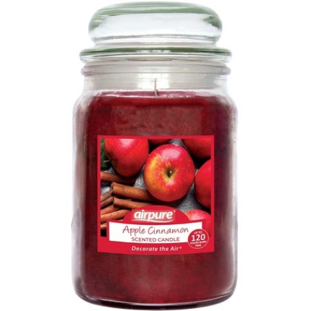 Airpure Large Candle Scented, Apple Cinnamon Fragrance, 18oz Jar, 120 Hour
