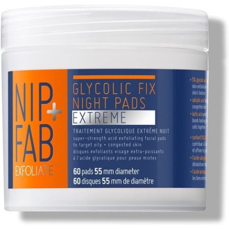 Nip Fab Glycolic Acid Night Face Pads with Salicylic and Hyaluronic Acid 60 Pads 76g