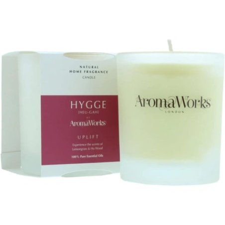Aromaworks Aroma Works Uplift Hygge Candle Lemongrass and Wood 100% Pure Essential Oils