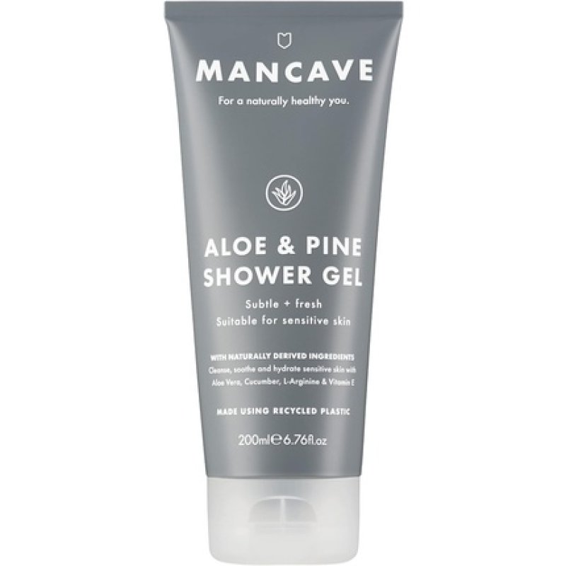 ManCave Aloe and Pine Shower Gel 200ml for Men Suitable for Sensitive Skin Sulphate Free Vegan Friendly Made in England
