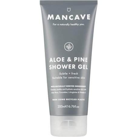 ManCave Aloe and Pine Shower Gel 200ml for Men Suitable for Sensitive Skin Sulphate Free Vegan Friendly Made in England