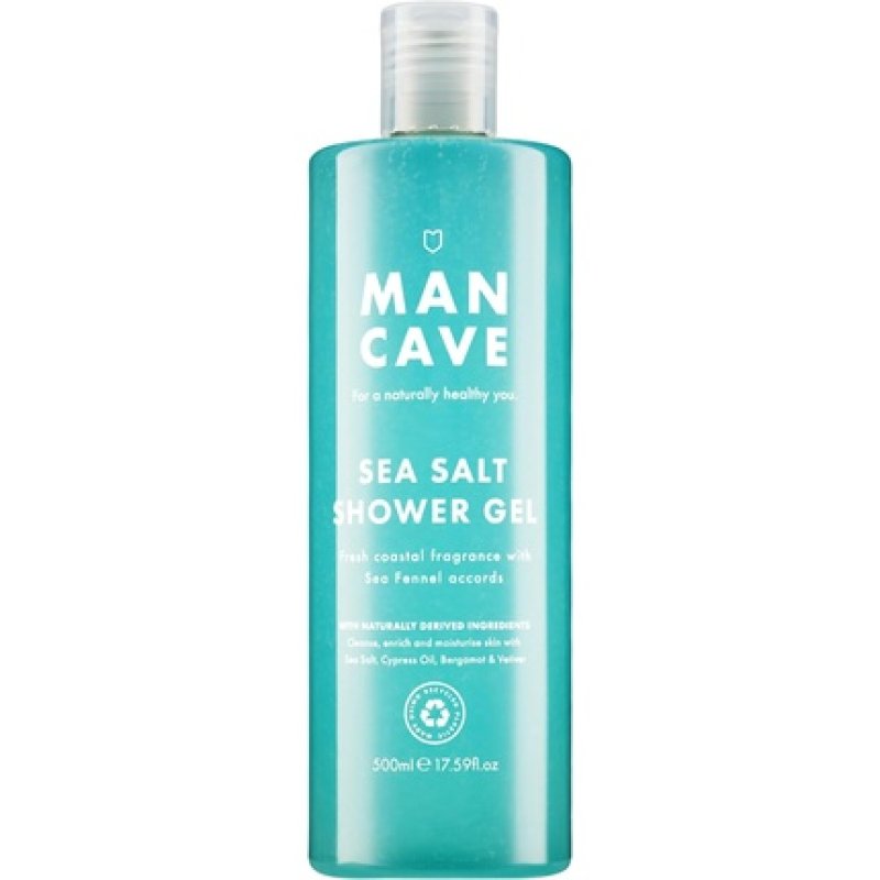ManCave Sea Salt Shower Gel 500ml for Men Refreshing Coastal Aroma Natural Formulation Sulphate and Paraben Free Vegan