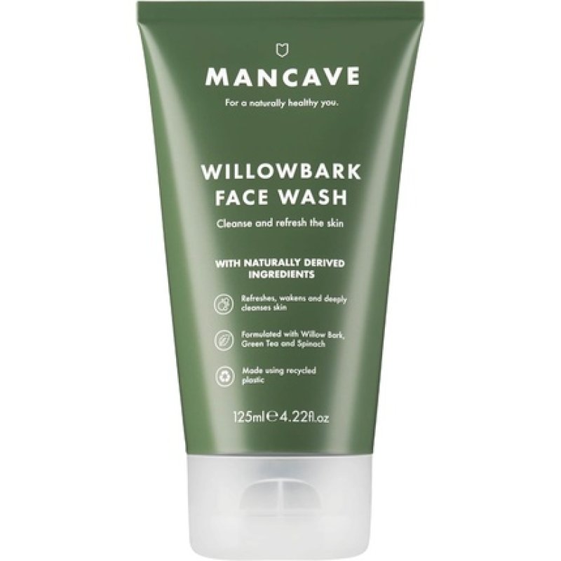 ManCave Willowbark Face Wash 125ml for Men with Willow Bark Extract, Green Tea and Spinach Extract