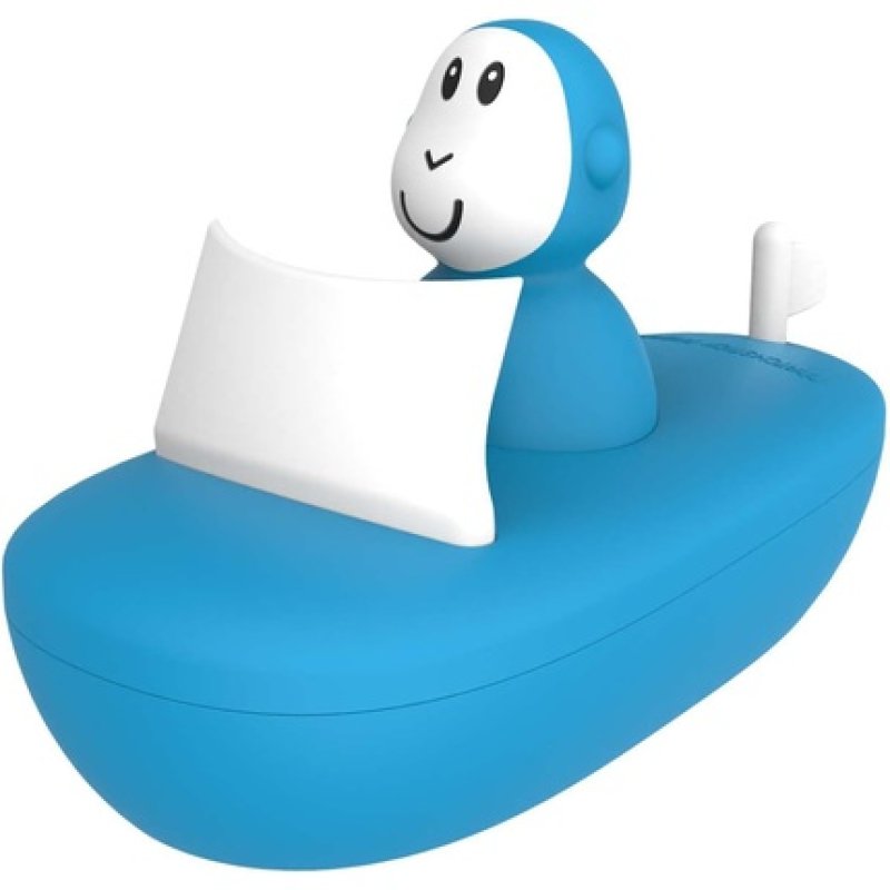 Matchstick Monkey Bathtime Boat Set Antimicrobial Baby Bath Toy Easy To Grip Sensory Learning 12 Months Old Blue Boat