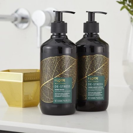 I Love Wellness Destress Hand & Body Lotion with Lemongrass, Rosemary & Eucalyptus Essential Oils 500ml