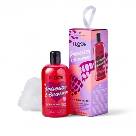 I Love Raspberry & Blackberry Hydrating Shower Gel For All Skin Types - 500 Ml With I Love Body Sponge