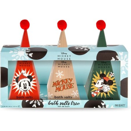 MAD BEAUTY Disney Mickey Mouse Bath Salts Trio - Frosted Berries, Toasted Marshmallow, and Christmas Icing Fragrance -