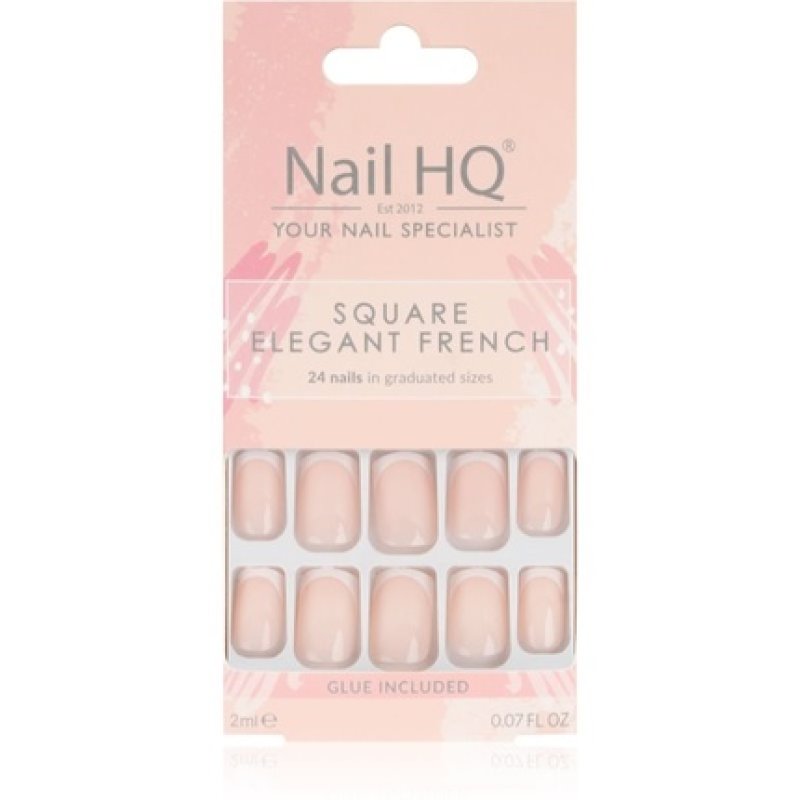 Nail HQ Elegant French Square False Nails - 24 pieces