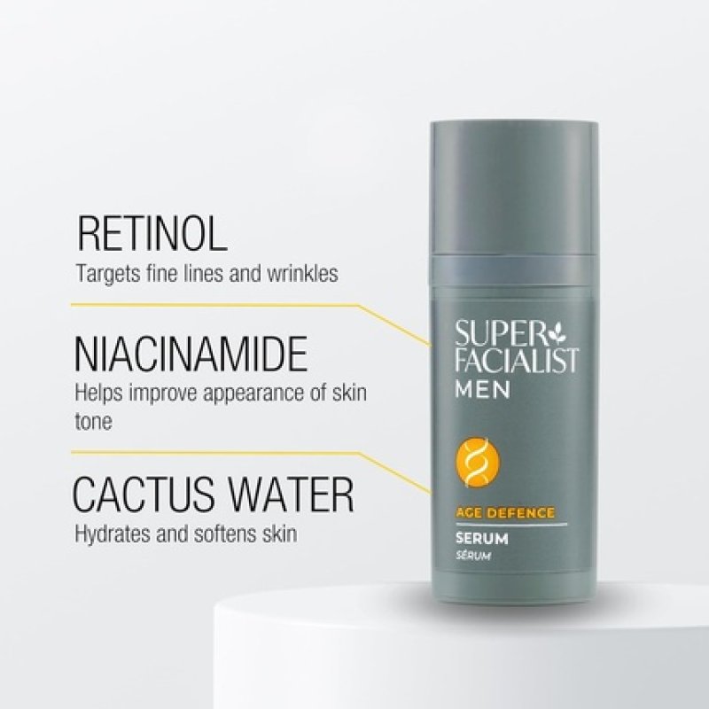 Super Facialist for Men Anti-Aging Serum Mens Skin Care Retinol Niacinamide Firmer Hydrated and Smoother skin Vegan