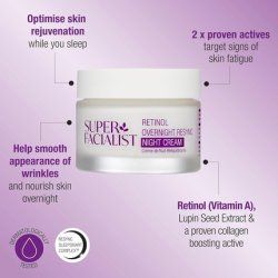 Super Facialist Retinol Overnight Resync Night Cream SleepSmart Complex Retinol & Hyaluronic Acid for Fine Lines &