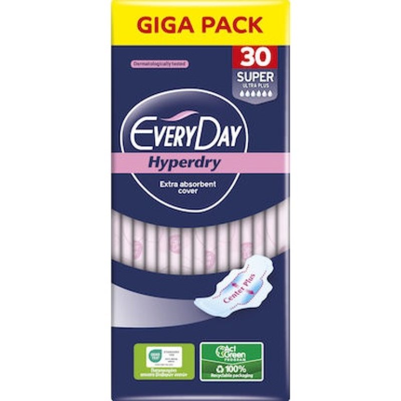 Everyday Hyperdry Super Ultra Plus Giga Pack - 30 Cotton Protection Pads