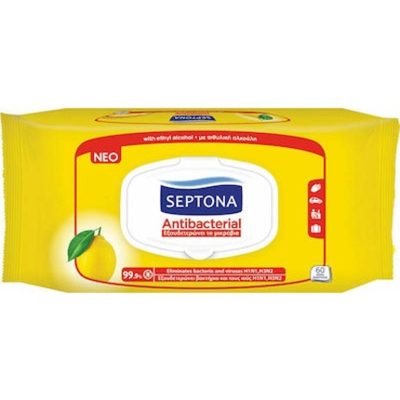 Septona Antibacterial Wet Wipes Lemon - 60 Pieces