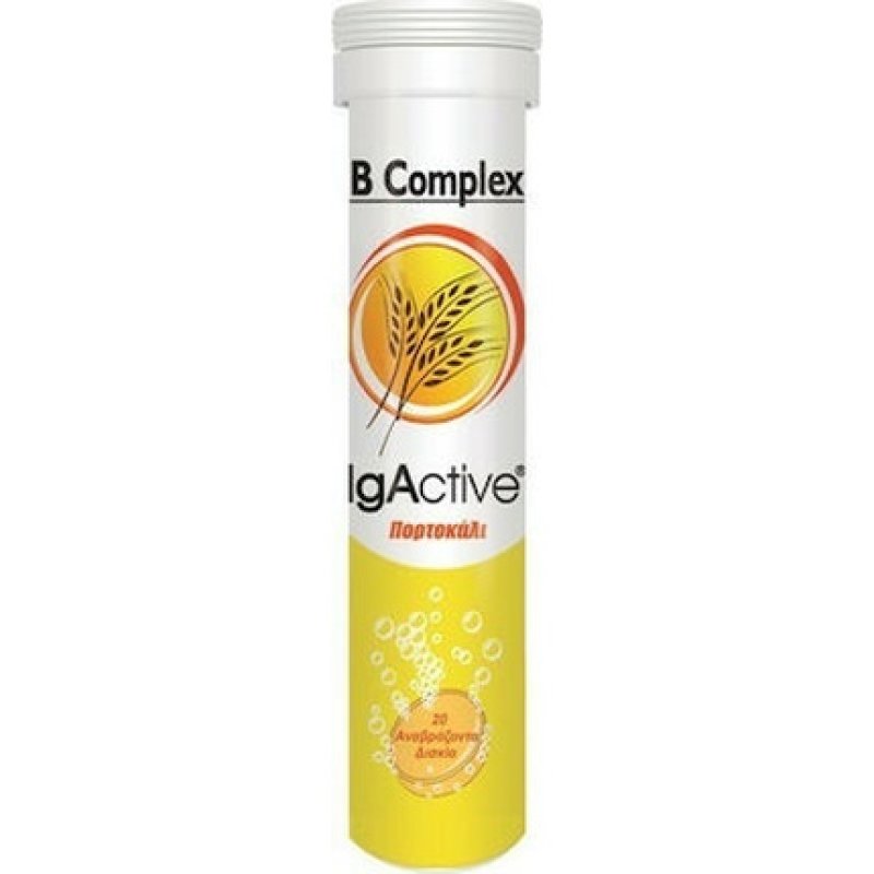 Igactive B Complex Dietary Supplement For The Immune And Nervous System - Orange Flavor, 20 Effervescent Tablets