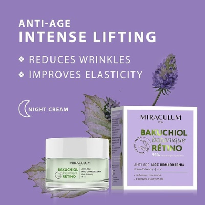 Miraculum Bakuchiol Anti-Aging Rejuvenating Night Cream with Vitamin E and Shea Butter 50ml