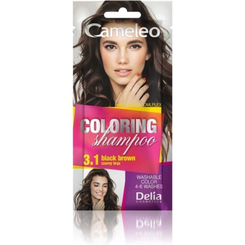 Cameleo Coloring Shampoo Black Brown Quick and Easy Color Refreshing Washable Coloring Tone In Tone 40ml 3.1