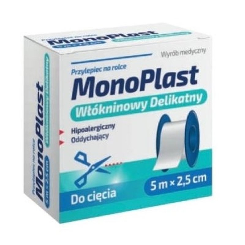 Monoplast Non-Woven Adhesive Tape, Delicate 5 M X 2.5 Cm, 1 Piece