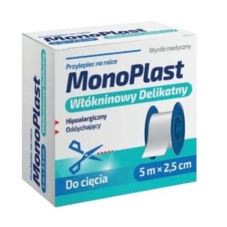 Monoplast Non-Woven Adhesive Tape, Delicate 5 M X 2.5 Cm, 1 Piece