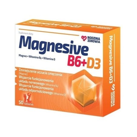 Rodzina Zdrowia Magnesive B6 D3 50 Tablets - Health Supplement