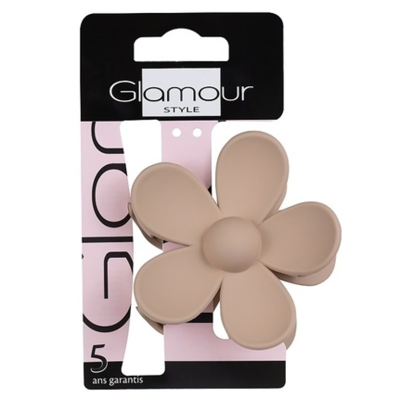 Glamour Beige Flower-Shaped Hair Clip Large