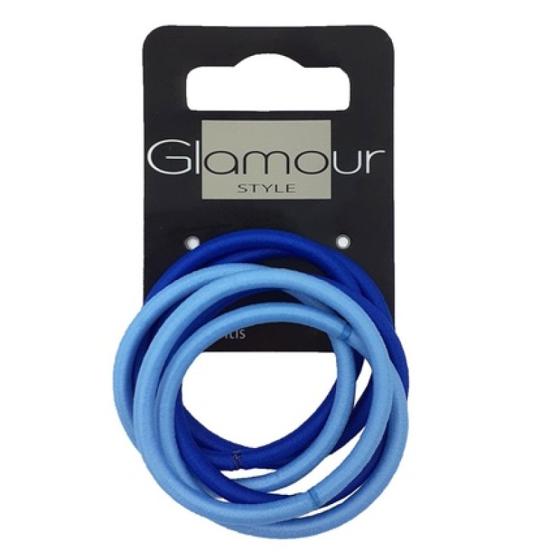Glamour Hair Ties Without Metal Blue 6 Pieces