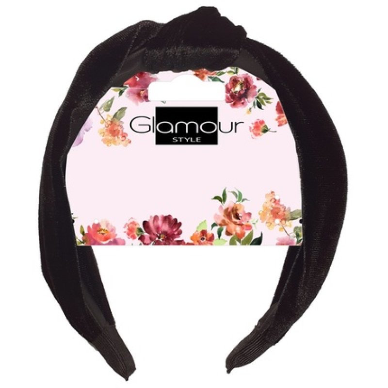 Glamour Velvet Hairband With Knot Black