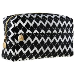 Inter-Vion Black & White Rectangular Cosmetic Bag With Front Pocket Large