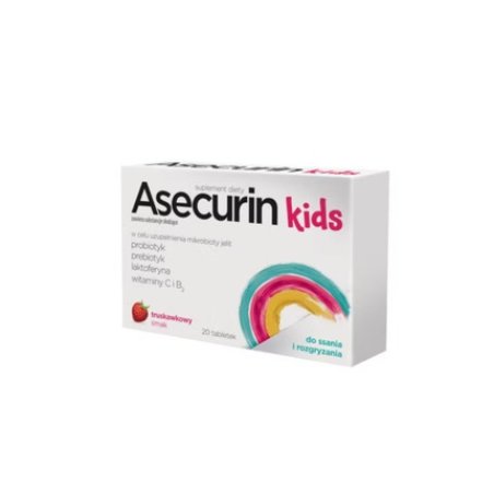 Asecurin Kids Chewable Tablets Lactic Acid Bacteria Prebiotic Immune System 20 Tablets