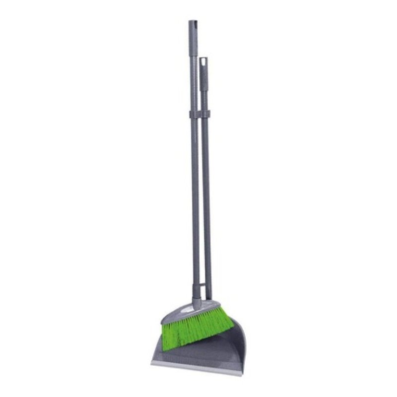 York Ycombilen Long Handle Dustpan with Rubber Lip and Brush