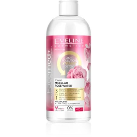 Eveline Facemed Toning Micellar Rose Water Face Detox Waterproof Makeup 400ml