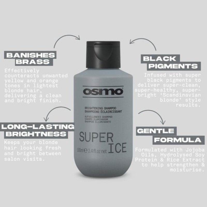 Osmo Super Ice Shampoo with Black Pigment for Brightening Blonde Hair