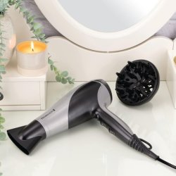 Remington Ionic Dry Hair Dryer 2200 with Diffuser and Concentrator 3 Heat 2 Speed Settings Cool Shot D3190S Silver