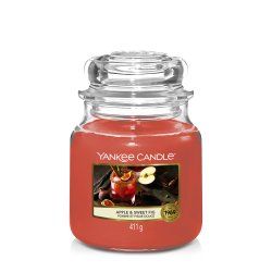 Yankee Candle Apple & Sweet Fig Medium Jar (Mittel) bougie en cire Cylindre Pomme, Cassis, Airelle, Figue, Pêche,
