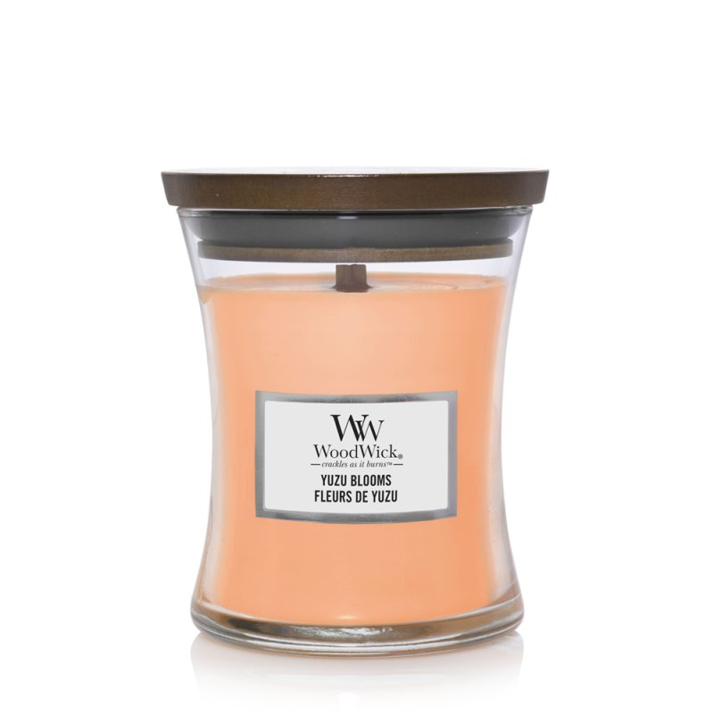 WoodWick Yuzu Blooms Medium Jar bougie en cire Rond Pêche 1 pièce(s)