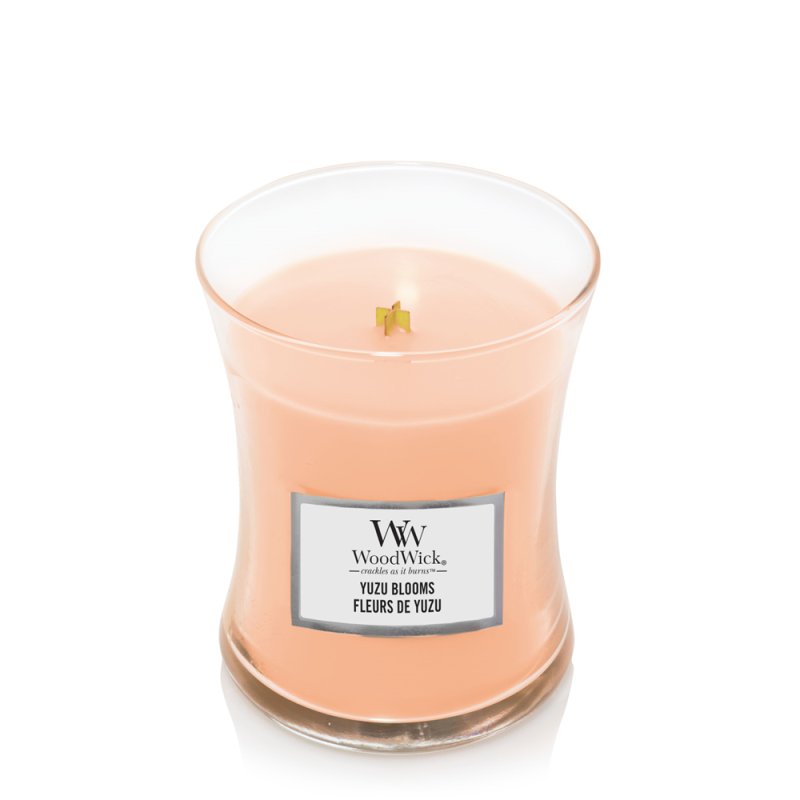 WoodWick Yuzu Blooms Medium Jar wax candle Round Peach 1 pc(s)