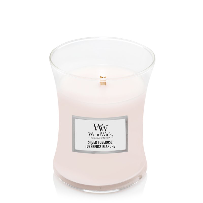 WoodWick Sheer Tuberose Medium Jar bougie en cire Rond Rose 1 pièce(s)