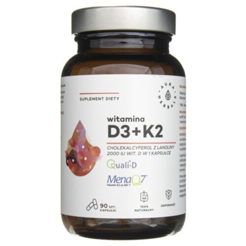 Aura Herbals Vitamin D3 2000 IU K2 90 Capsules