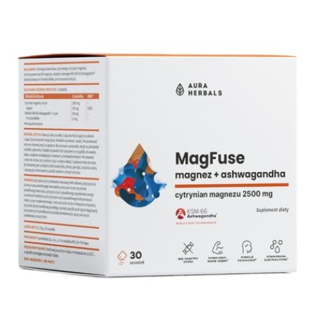 Aura Herbals Magfuse Magnesium Ashwagandha Dietary Supplement 30x2.78g