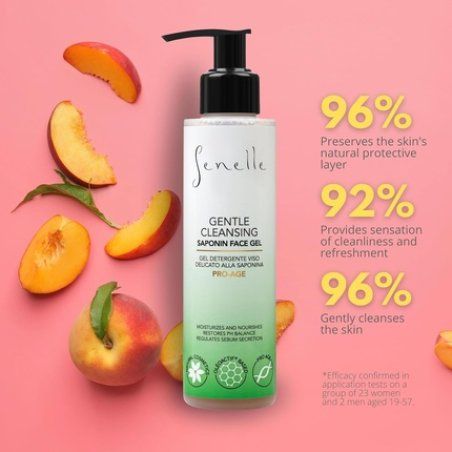 Senelle Natural Gentle Saponin Facial Cleansing Gel with Damask Rose Hydrolate Hops Extract Peach Extract D-Panthenol