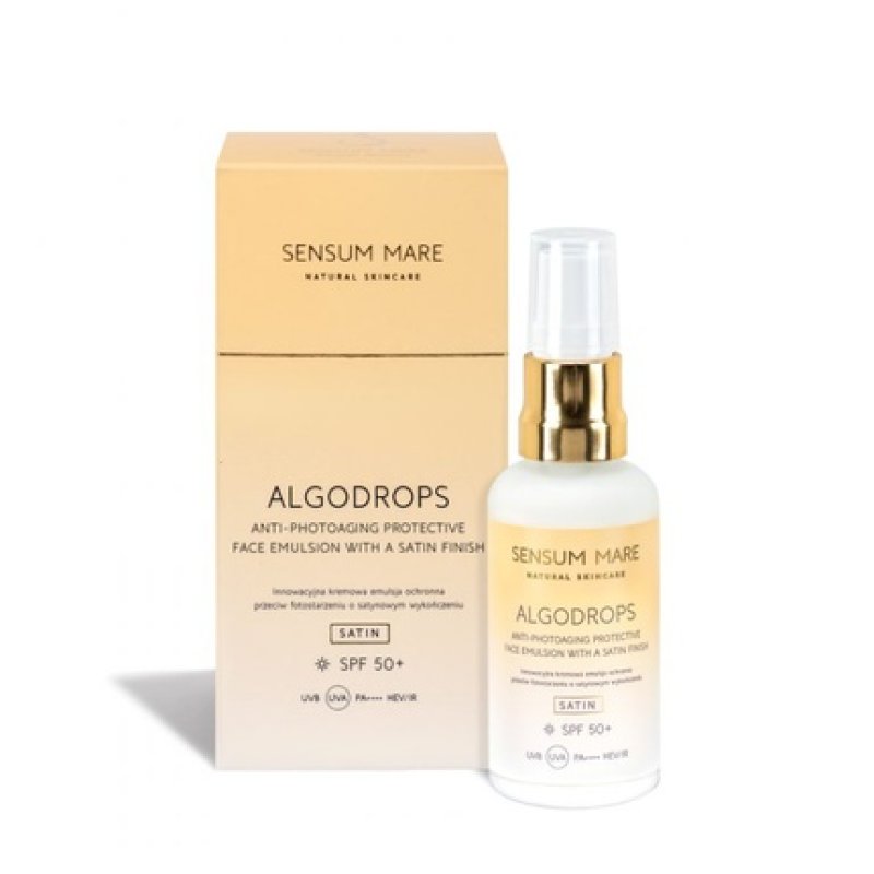 Sensum Mare Algodrops Satin, 50 Ml - Protective Cream Emulsion Against Photoaging Spf 50 Uvb Uva Pa Hev/Ir