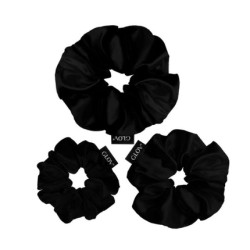 Glov Trio Satin Hair Scrunchies In Black
