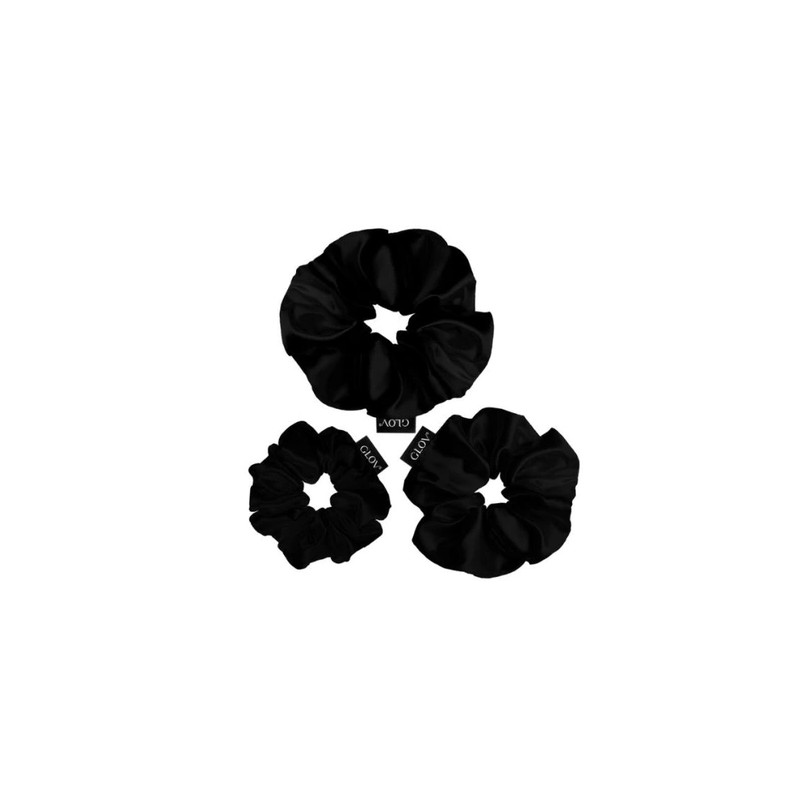 Glov Trio Satin Hair Scrunchies In Black